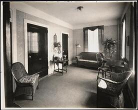 [Residence. Interior, bedroom. (Bed in closet).]