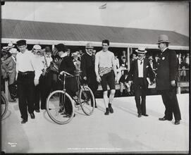 [Jim Corbett at Manhattan Beach Bicycle Track.]