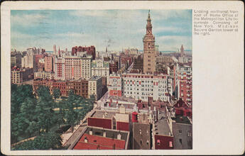 Looking northwest from roof of Home Office of the Metropolitan Life Insrance Company of New York.  Madison Square Garden tower at the right.
