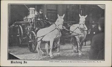 Backing In [Backing a horse-drawn fire engine into a station.]