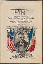 Breakfast in Honour of Captain Charles A. Lindbergh on the presentation of the Raymond Orteig 25,000 Dollar Prize