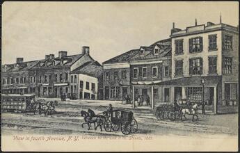 View in Fourth Avenue, N.Y. between 10th. and 11th. Streets, 1861.