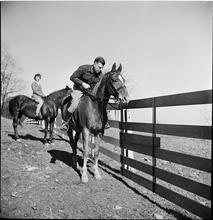 Arthur Godfrey [Godfrey on a horse.]