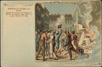 Burning of Stamp Act, Boston.