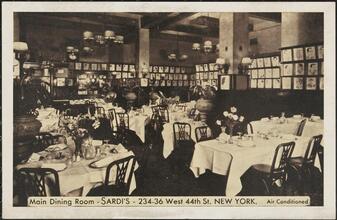 Main Dining Room -- Sardi's -- 234-36 West 44th St. New York.  Air Conditioned