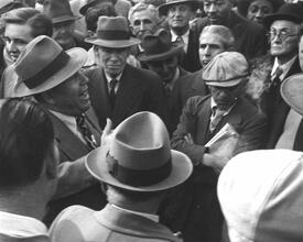 Untitled [Men at political discussion Meeting (Anarchists? Socialists?), Union Square]