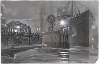 New York Ferry Boat Leaving Slip
