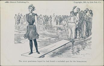 The stout gentleman hoped he had found a secluded spot for the honeymoon.