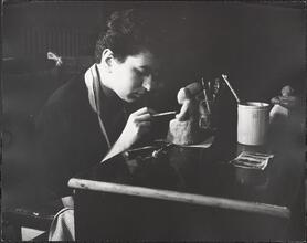 Montefiore Hospital, Recuperating Patient Applying Sculpture Therapy.