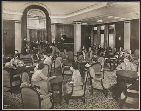 French Line, S.S. "Paris", First Class, with Models, Interior, Grand Salon.