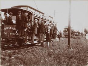 Transportation - Public Trolleycars about 1897 Brooklyn to Coney Island Going to the Races.