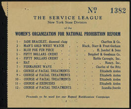 The Service League. New York State Division of the Women's Organization for National Prohibition Reform