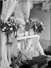 [Altar decorated for Easter.]
