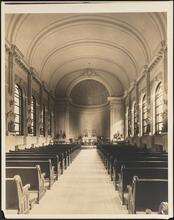 [Interior of unidentified church, view toward chancel.]