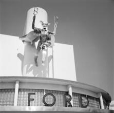 [Ford "Mercury" statue, Ford building, New York World's Fair.]