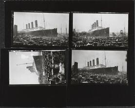 [Four views of the maiden voyage of the Lusitania.]