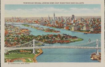 Triborough Bridge, Looking Down East River from over Hellgate.