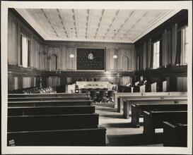 Centre Street and Pearl Street. U.S. Federal Courthouse. Interior, courtroom, room 318