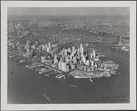 [Aerial view of Lower Manhattan.]