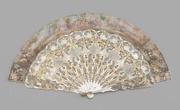 Folding fan of hand-painted paper leaf