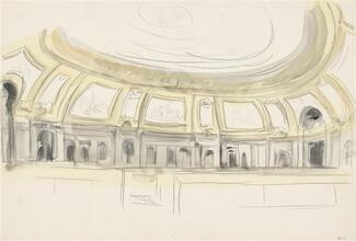 [Sketch of the interior of the Custom House with the planned layout of the mural]