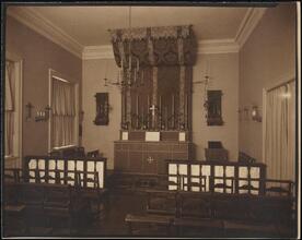 [Church. Interior, chapel at altar.]