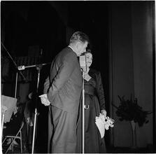 Arthur Godfrey [Godfrey on stage, possibly for his variety show, Arthur Godfrey's Talent Scouts.]