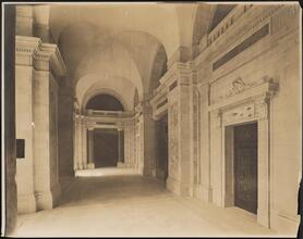 [Interior, elevator lobby.]