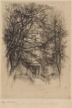 Sketch of the New York Hospital inside the gates