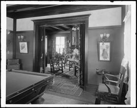 Edwin Sommerich residence, billiard room towards living room.