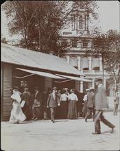 Street Scenes, Park Row, City Hall Park, Straus Milk Station.