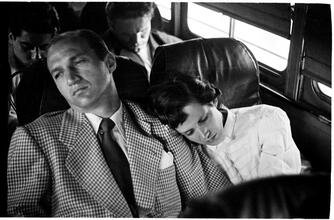 Vaughn Monroe [Band members sleeping inside the tour bus.]