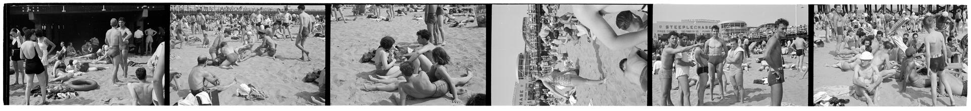 [People at Coney Island beach.]