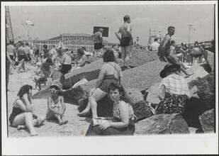 [Sunbathers at Coney Island beach.]