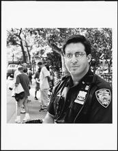Police Officer Richard Khalaf, a Yemenite American, on duty in Washington Square shortly before being promoted to Sergeant