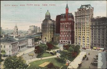 City Hall and Park Row, New York.