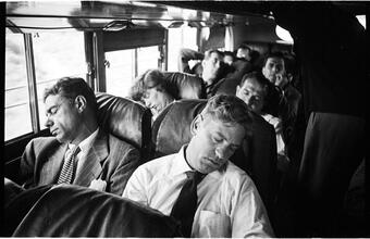 Vaughn Monroe [Band members sleeping inside the tour bus.]