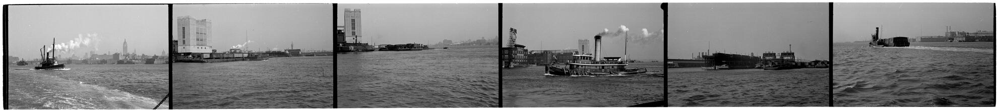[Views of waterfront activity on the Hudson River.]