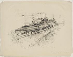 [Submarine in Dry Dock, Brooklyn Navy Yard]