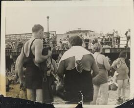 [People at Coney Island beach.]