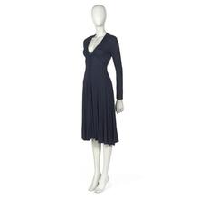 Dress in navy matte silk jersey