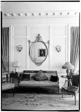 Richard Bernhard [residence]. Living room sofa detail.