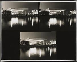 New York World's Fair. Equitable Life Assurance Building. 3 night views with population counter