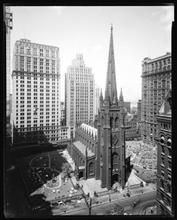 Wall Street. Trinity Church, general view from Stock Exchange Annex.