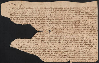 Portion of indenture between William Anderson of Hackensack and Johannis Hardenbergh of Kingston, October 12, 1725