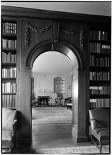 Richard F. Lawrence [residence]. Library toward living room.