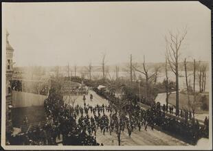 [Military parade on Riverside Drive, from near 90th Street.]