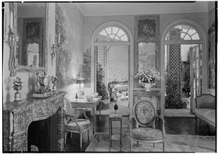 Isabella Barclay. Rockefeller Center Exhibit. French Room to garden.