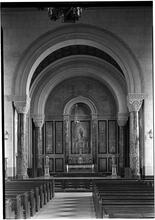 Our Lady of Angels Church. Vertical of Chancel - no light on altar.