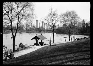 New York City views from Central Park. Across park at 77th Street III.